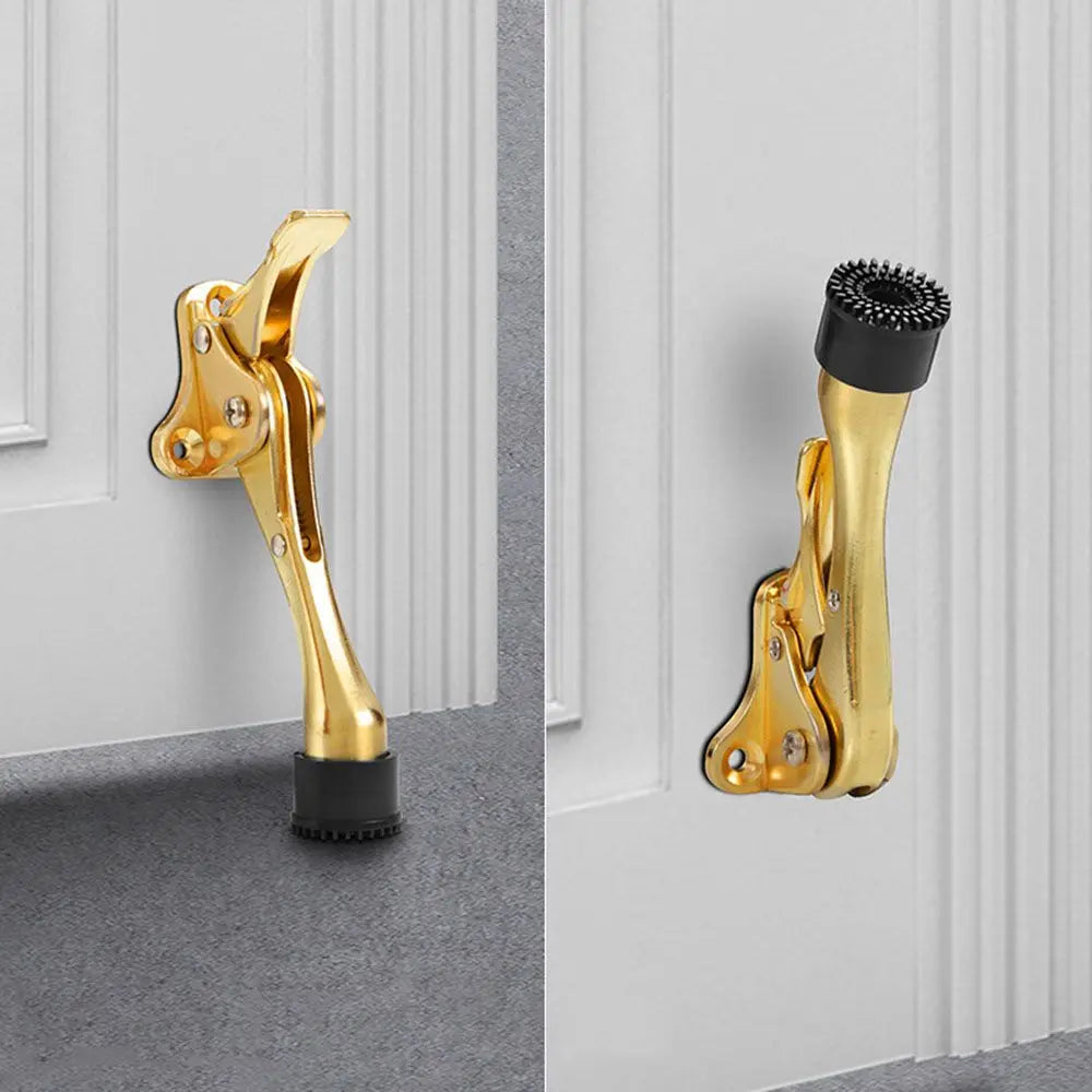 Zinc Alloy Kick Down Door Stopper Self Adhesive Anti Collision Doorstop Strong Suction Floor Holder Wall Protector Home Hardware