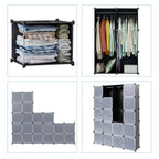 Wardrobe shoe cabinet storage cabinet,  20 cubes wardrobe with 2 clothes rails, stackable folding wardrobe, for bedroom clothes