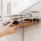 Kitchen Storage Rack, Punch-free Kitchen Sink Storage Pot and Lid Rack, Wall-mounted Kitchen Accessories Storage Rack