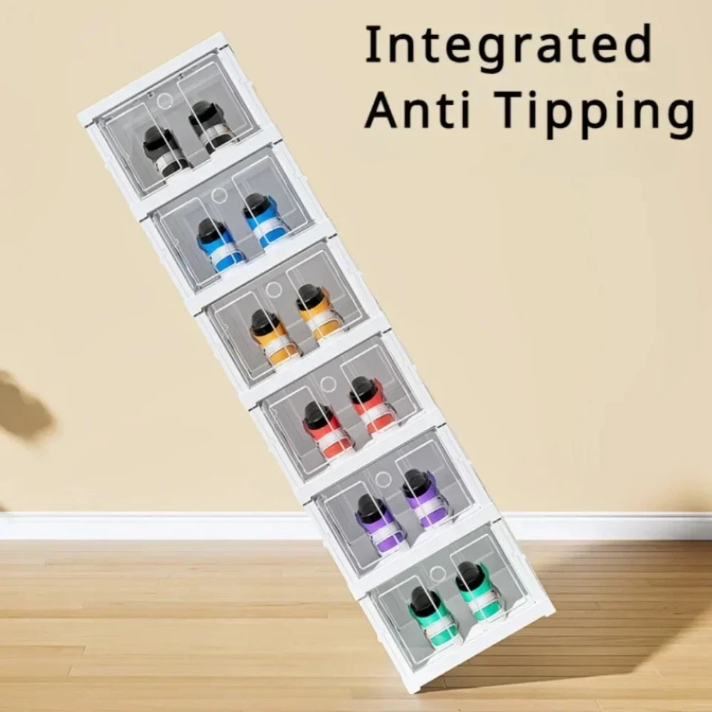 Stackable Shoes Cabinet Stackable Transparent Dustproof Shoe Cabinet Multi-functional Large Capacity Storage Organization Box