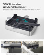 SONGMICS Dish Drying Rack - 2 Tier Dish Rack for Kitchen Counter with Rotatable and Extendable Drain Spout