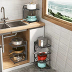Multi-Layer Cooker Storage Rack Kitchen Sink Storage Rack For Home Stovetop Cabinets Adjustable Pot Rack