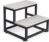 2-Step Stool for Adults & Kids, Heavy-Duty Steel & Wooden, Supports 500lbs, Ideal for Kitchen, Bedroom, Bathroom