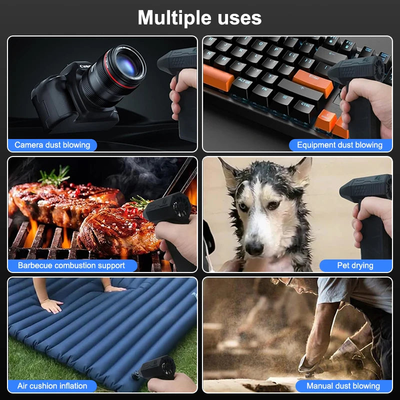 Powerful Turbo Fan X3 Electric Air Duster with 3 Gear 130000RPM 52m/s Brushless Portable Dust Blower Gun Cleaning Blower Tool