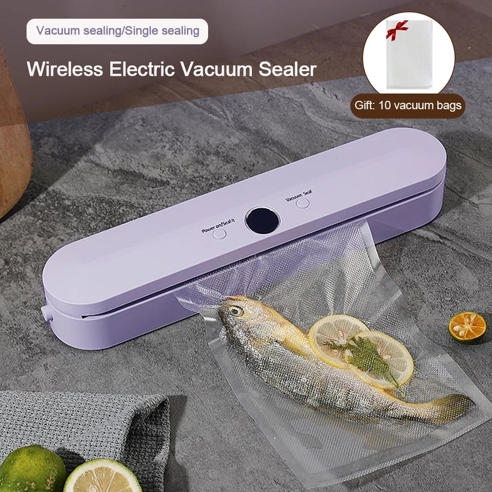 Electric Vacuum Sealer Food Preservation Plastic Bags Sealer Packaging Machine Wireless Sealing Machine Kitchen Household Tool