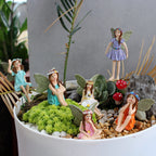 Resin Flower Fairy Set with Six Gardens, Courtyard, Balcony, Flower Pot, Lawn Decoration Suitable for Indoor and Outdoor Use