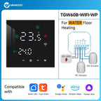 3A Water Floor Heating System Smart WIFI Thermostat with Central Actuators Connecting 8Sub-chamber Hub Controller For Gas Boiler