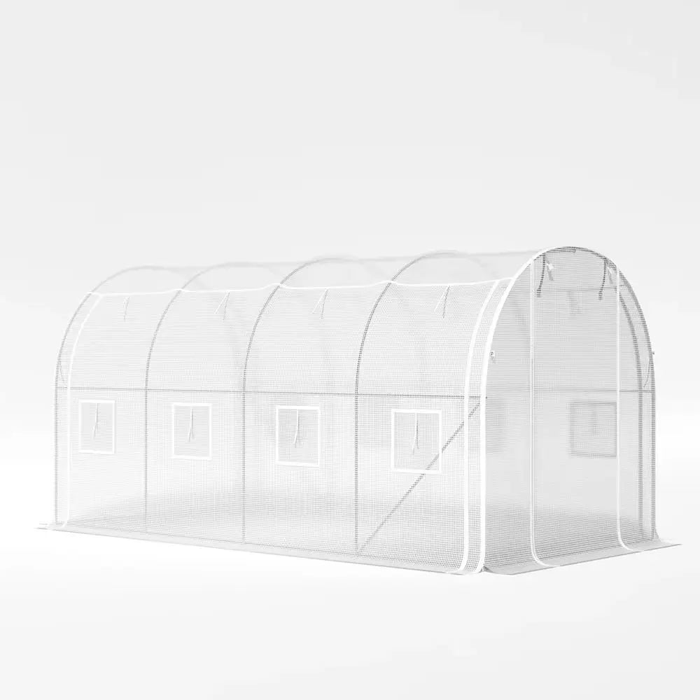 White 4M Outdoor Tunnel Greenhouse with Steel Frame