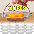 1/20pcs Kitchen Sink Strainer With Handle & Stopper Replacement Drain Basket Stainless Steel Mesh Filter Waste Hole