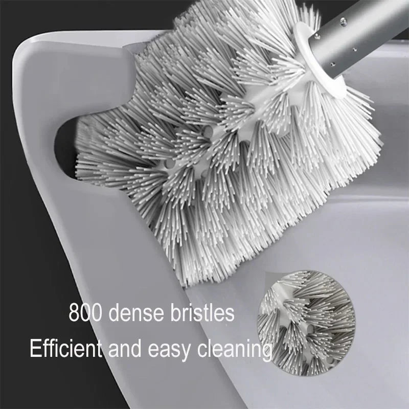 Wall-mounted Toilet Brush Punch-free Space Aluminum Toilet Brush No Dead Angle Toilet Brush Bathroom Cleaning Tool