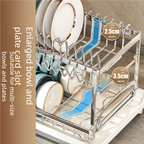 stainless steel kitchen storage rack, bowl and plate storage box, draining rack, multifunctional home storage rack for bowls