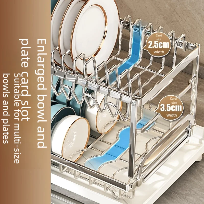 stainless steel kitchen storage rack, bowl and plate storage box, draining rack, multifunctional home storage rack for bowls