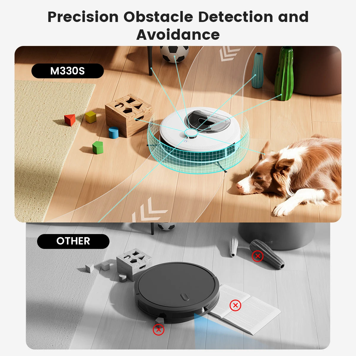 Lefant M330S Robot Vacuum Cleaner 3 in 1, 5000Pa Suction, DToF Navigation, Mapping, Virtual Zones, Obstacle Avoidance PSD, 150min, Connected by Alexa/APP/WiFi