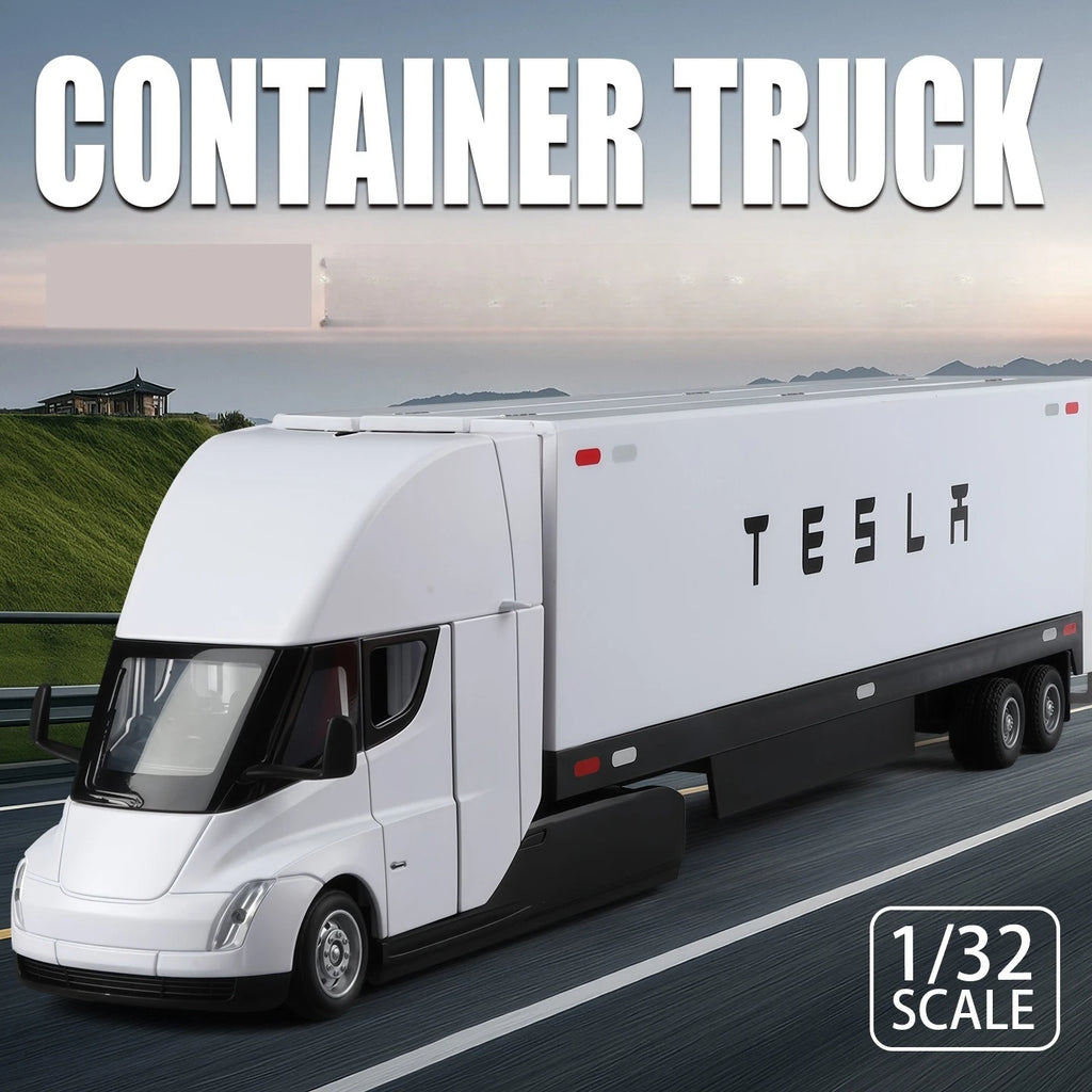 1:32 Double-layer container truck simulation alloy model toy car with charging pile