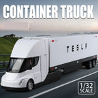 1:32 Double-layer container truck simulation alloy model toy car with charging pile