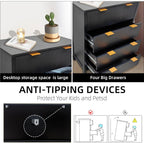 Fluted 4 Drawers Dresser Modern Chest of Drawers Wood Drawer Organizer with Waveform Fluted Panel for Bedroom Living Room