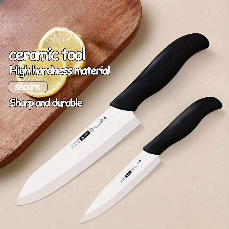 3-piece Ceramic Knife Set Ultra Sharp Chef Knives with Protective Sheaths, Non-Stick Blade for Cooking Slicing Kitchen tools