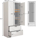 Armoire Wardrobe Closet with Doors & Mirror,72‘‘ Wardrobe Cabinet with 2 Drawers & Hanging Rod,Clothing Storage Adjustable Shelf