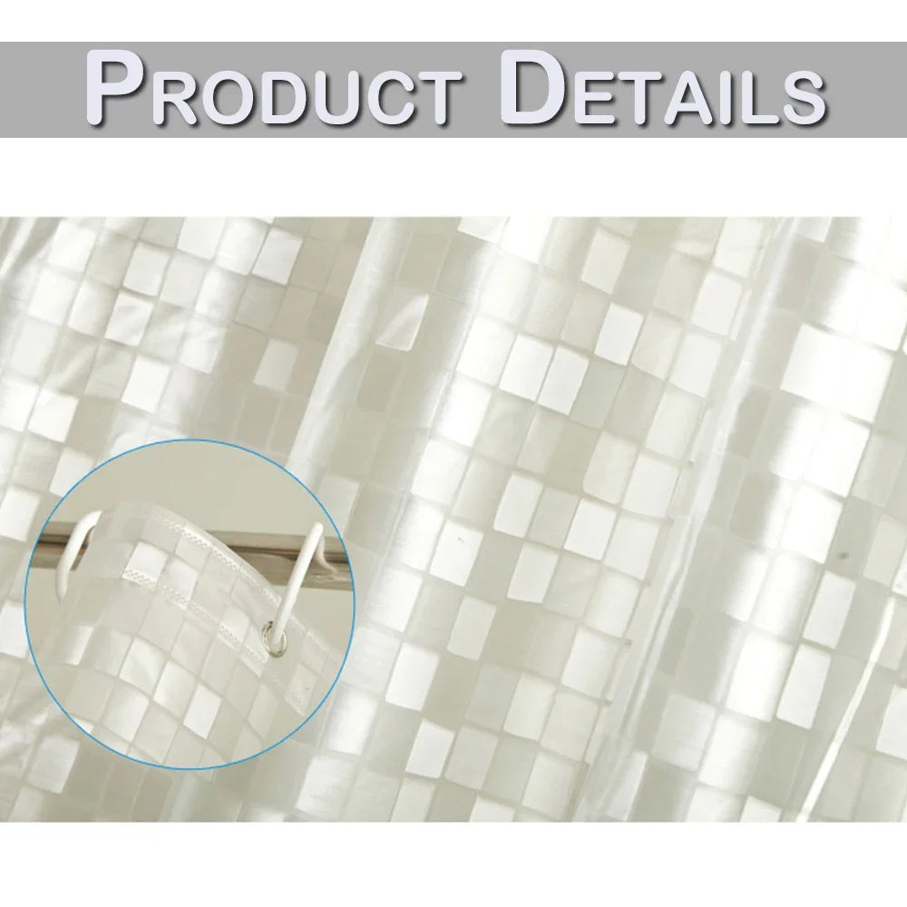 3D Transparent Shower Curtains PVC Bathroom Curtains with Hooks Waterproof Clear Bath Curtains for Bathroom Shower Curtain