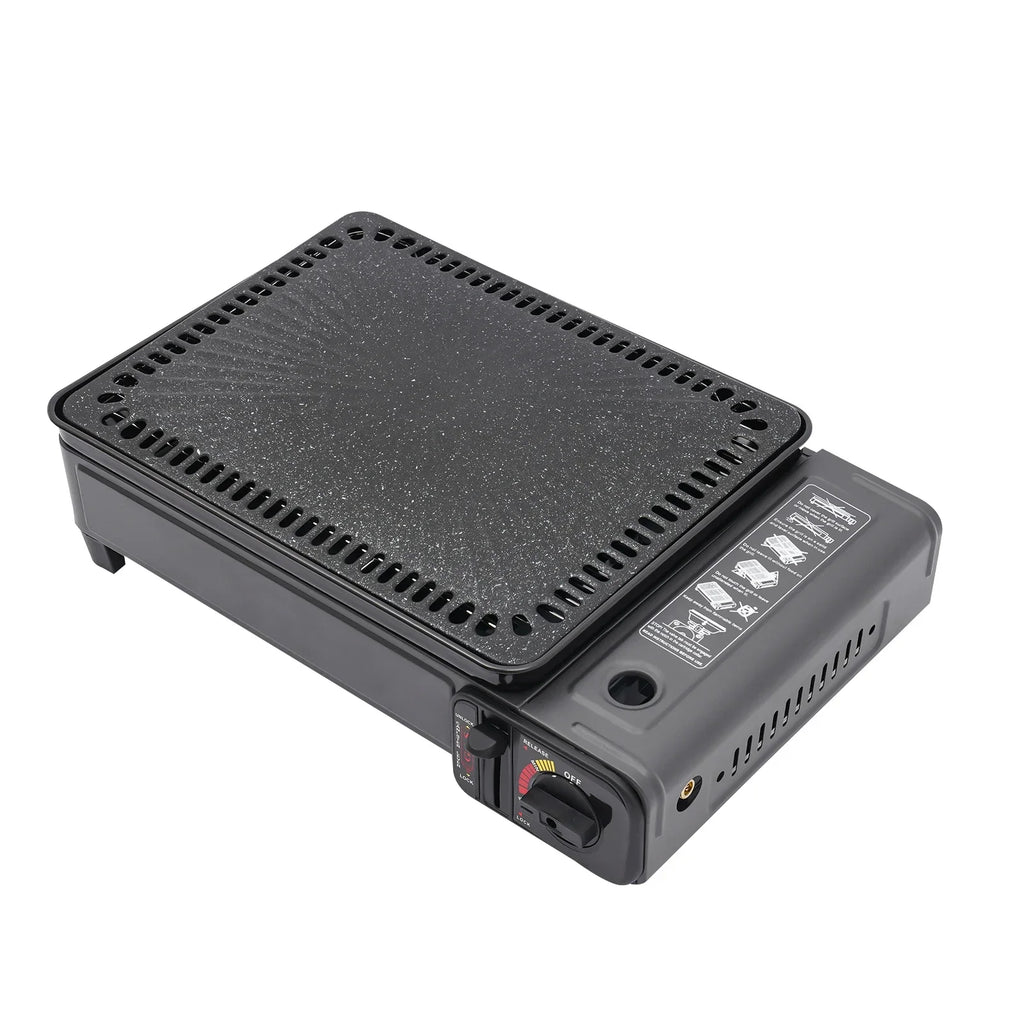 Portable Butane Gas Grill Camping BBQ Grills with Storage Box Indoor Tabletop Stove With Barbecue Kit Home Travel Accessories