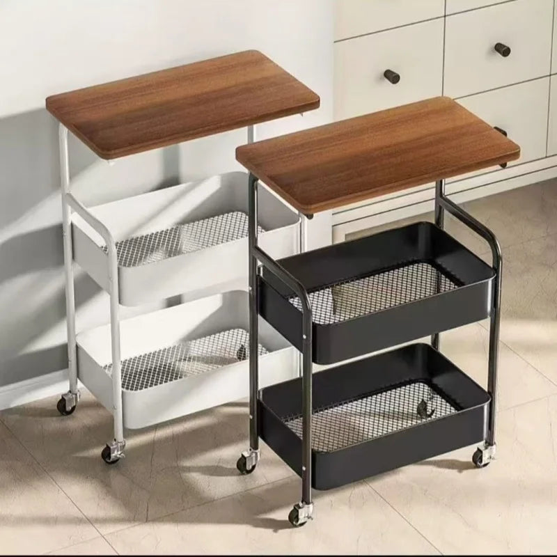 Double Coffee Table Storage with Small Table Movable Living Room Space Saving Modern Style Sturdy Structure Storage Shelf