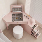 Flip Lights Storage Vanity Table Mirror Drawers Woman Small Cabinet Bedroom Dressers Girl Makeup Pink Coiffeuse Furniture Home