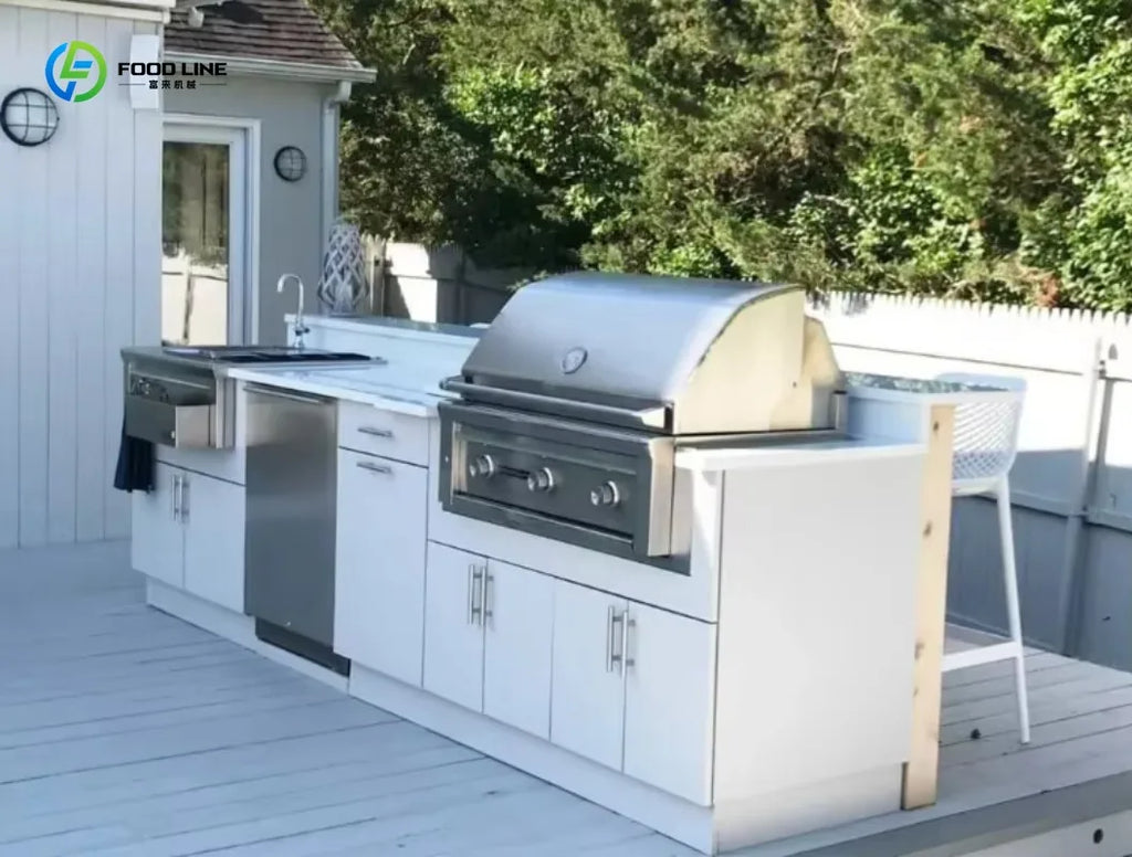 Custom High-Quality Stainless Steel Outdoor Kitchen Cabinet with Modern Laundry Sink and Glass Door - Perfect for Small Kitchens
