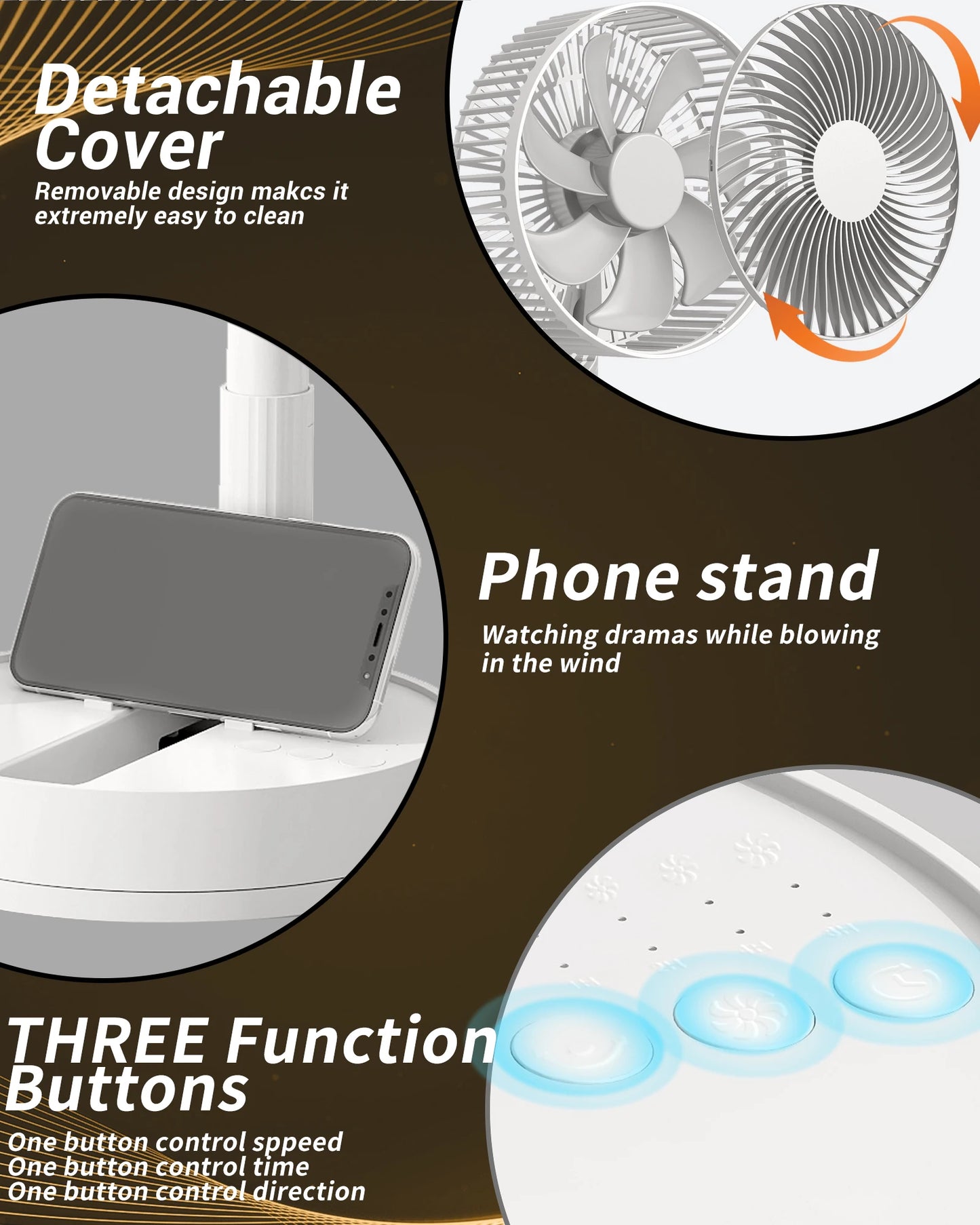 KASYDoFF Portable Oscillating Desk Fan, 8 Inch＆ 5400mAh USB Battery Op