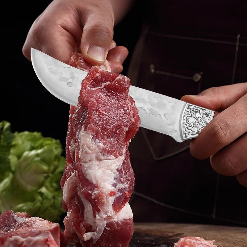 Kitchen butcher boning knife - Hand-forged - Practical type - Japanese chef's knife for cutting fish, fruits, and steaks - Set