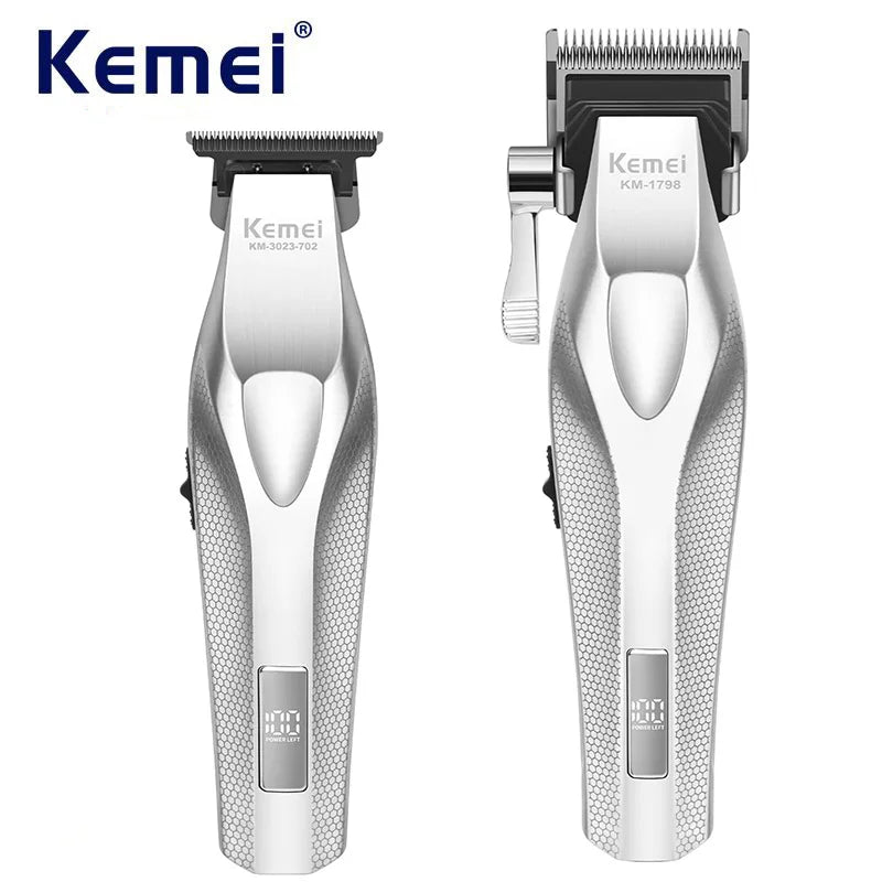 Kemei Barber Professional Hair Clipper and Hair Trimmer Combo Electric Men Zero Gapped Trimmer Fade Finish Hair Cutting Machine