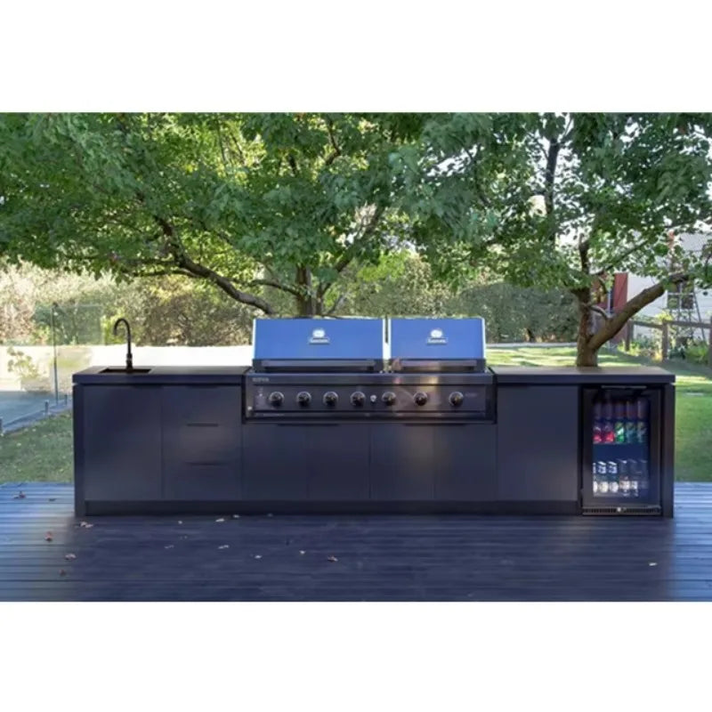 Customized Industrial Compact Outdoor Kitchen Set Gas Grill & Storage Cabinet for Small Patio & Apartment Balconies