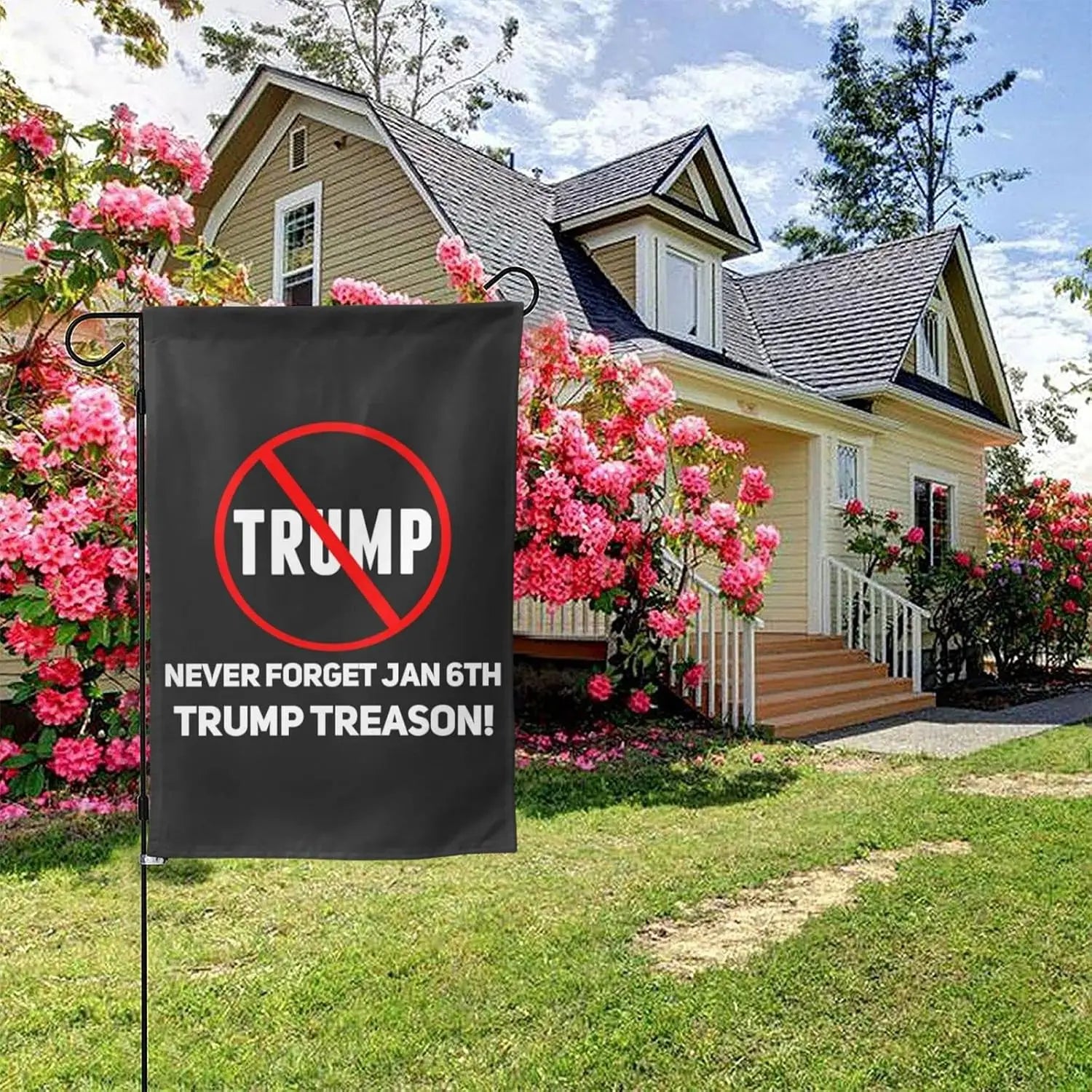 12x18 Trump Treason Garden Flag Double Sided Anti Trump Vote Blue 2022 Yard Flag Trump Is Guilty For Prison House Flag Vote Blue