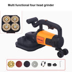 Multifunctional Four Head  Cement Wall Rough Grinder Dust-free Plasterer with Extension Rod Walls Concrete Floors Polish Tool