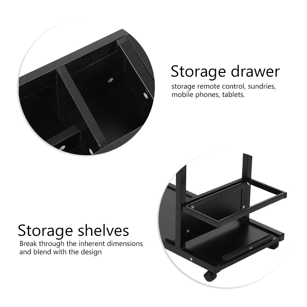Portable Multifunctional Removable Laptop Desk with Wheels Drawer Bed Sofa Books Snack