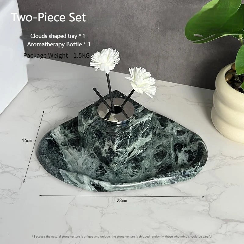 Luxury Marble Bath Set: Shampoo Bottles, Tray & Canister Organizer, Natural Stone Accessories for Home & Hotel Bathroom Decor