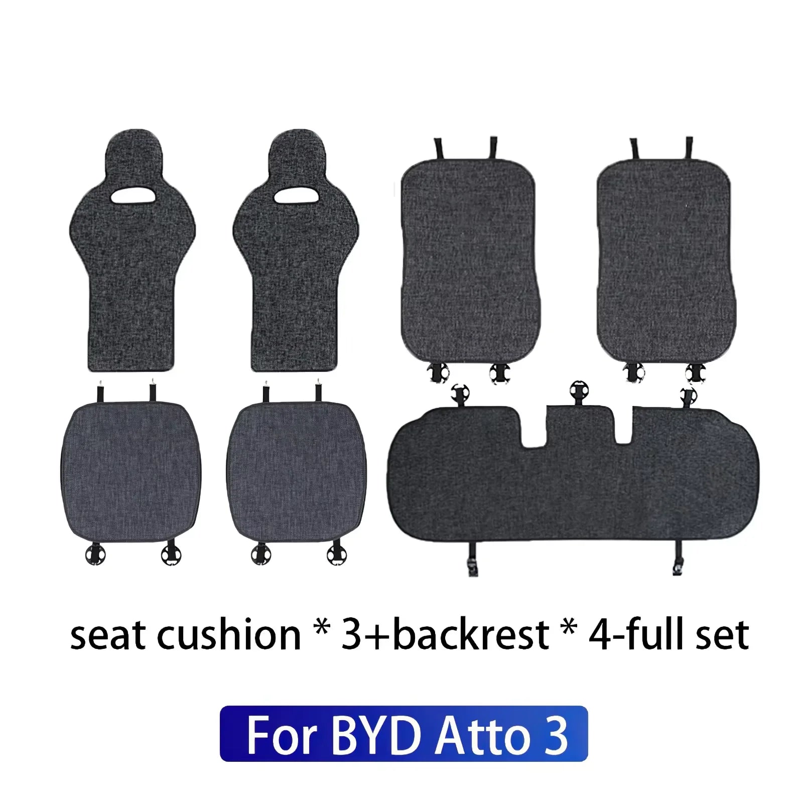 For BYD Atto 3 / Yuan Plus Tang Han Dolphin EV 2022 2023 2024 Seat Covers, Linen Cushion Breathable Pad Car Seat Mat Protector