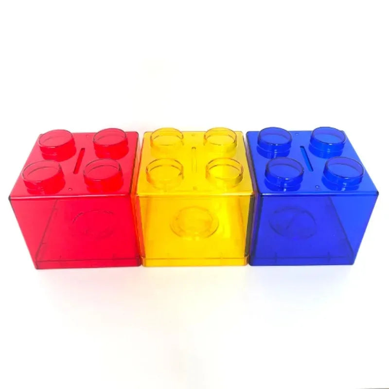 4 Pcs Clear Plastic Building Blocks Money Boxes Coin Savings Jars Children's Toys Gifts