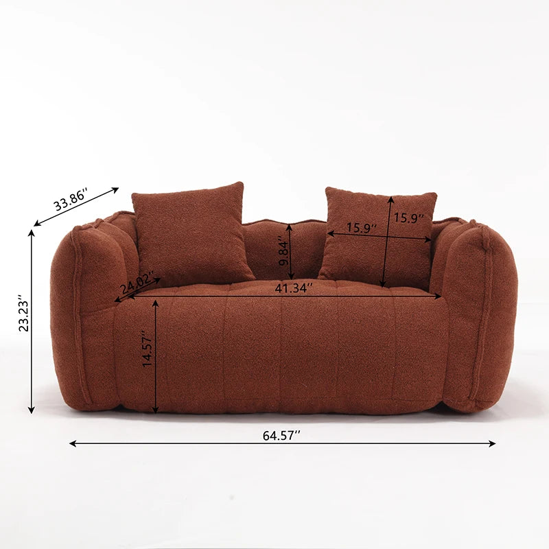 Minimalist Modern 2-Seat Soft Beanbag Chair With High Resilience Foam Core The Comfortable Square Recliner Sofa
