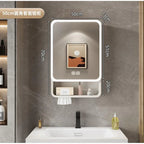 Aluminum Alloy Arc Smart Bathroom Mirror Cabinet Wall Mounted Storage Locker LED Light Bathroom Furniture Muebles Para Baño FYBC