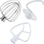 3-piece accessory kit for KitchenAid 4.5 quart mixer - aluminum 6-wire whisk, flat beater and dough hook, hand wash only