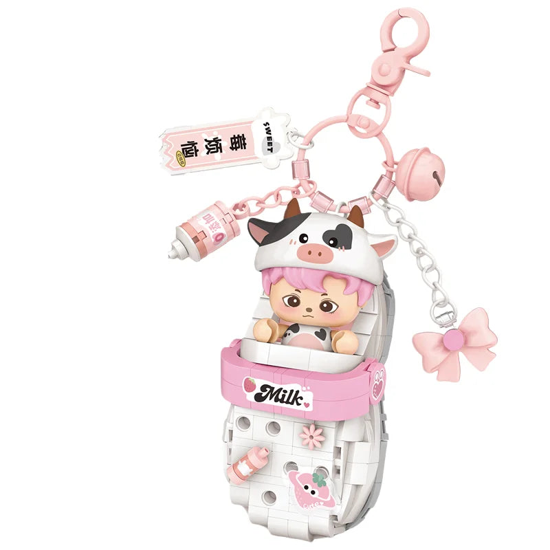 LOZ Panda Big Head Shoes Keychain Model Assembly Toy Home Creative Ornament Building Blocks Set Boys and Girls Birthday Gift