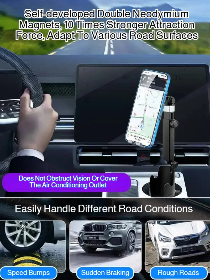 Car Mug Phone Holder 2in1 Magnetic Holder Car Mug Holder Magnetic Suction Cup Cell Phone Holder metal Angle adjustment