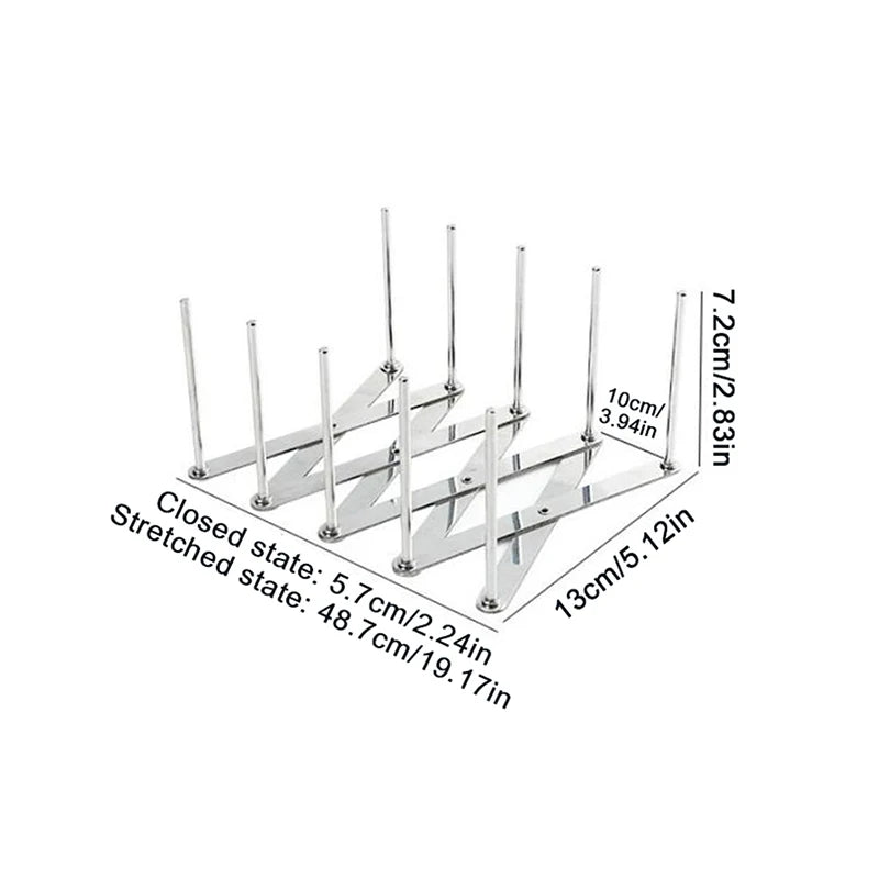 Kitchen Gadgets Pot Lid Rack Pan Lid Organizer Retractable Foldable Stainless Steel Plate Dish Holder Shelf Tableware Storage