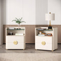 Tribesigns Nightstands, 2-Drawer Modern Night Stand with Open Storage Space, Wood Bed Side Table, Tempered Glasses End Table