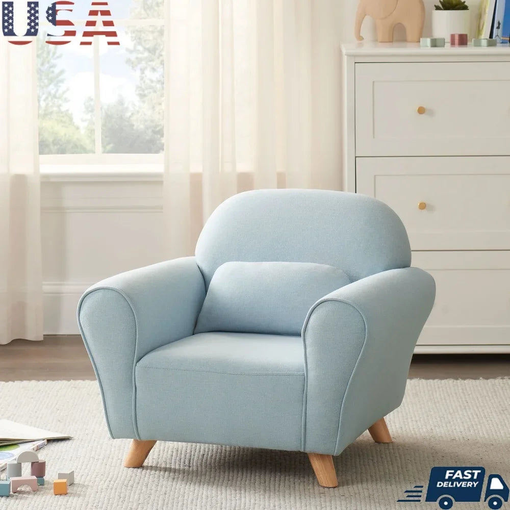 Children's Upholstered Accent Armchair Stylish Indoor Armchair Cozy Foam Filling Sturdy Wooden Frame Easy Assembly Kids Room