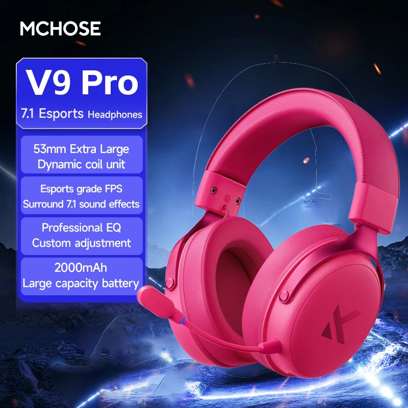 MCHOSE V9 Pro Gaming Wireless  Headset Surround Sound Headphones Noise Canceling Mic Low Latency Lightweight for PS5 PC SWITCH