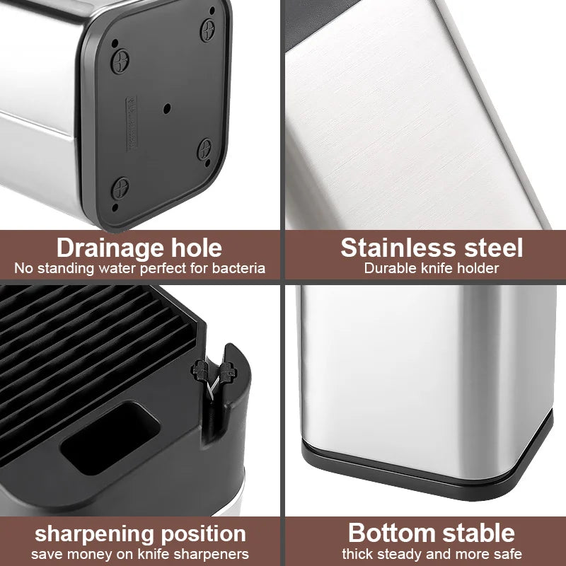 XITUO Kitchen Household Multi-function Knife Storage and Placement Rack Knife Holder with Sharpener for Various Knife Types