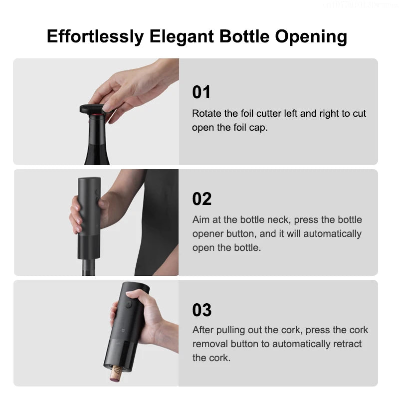 Xiaomi Mijia Electric Wine Opener Battery Automatic Bottle Cap Opener for Red Wine Beer with Foil Cutter Kitchen Accessories