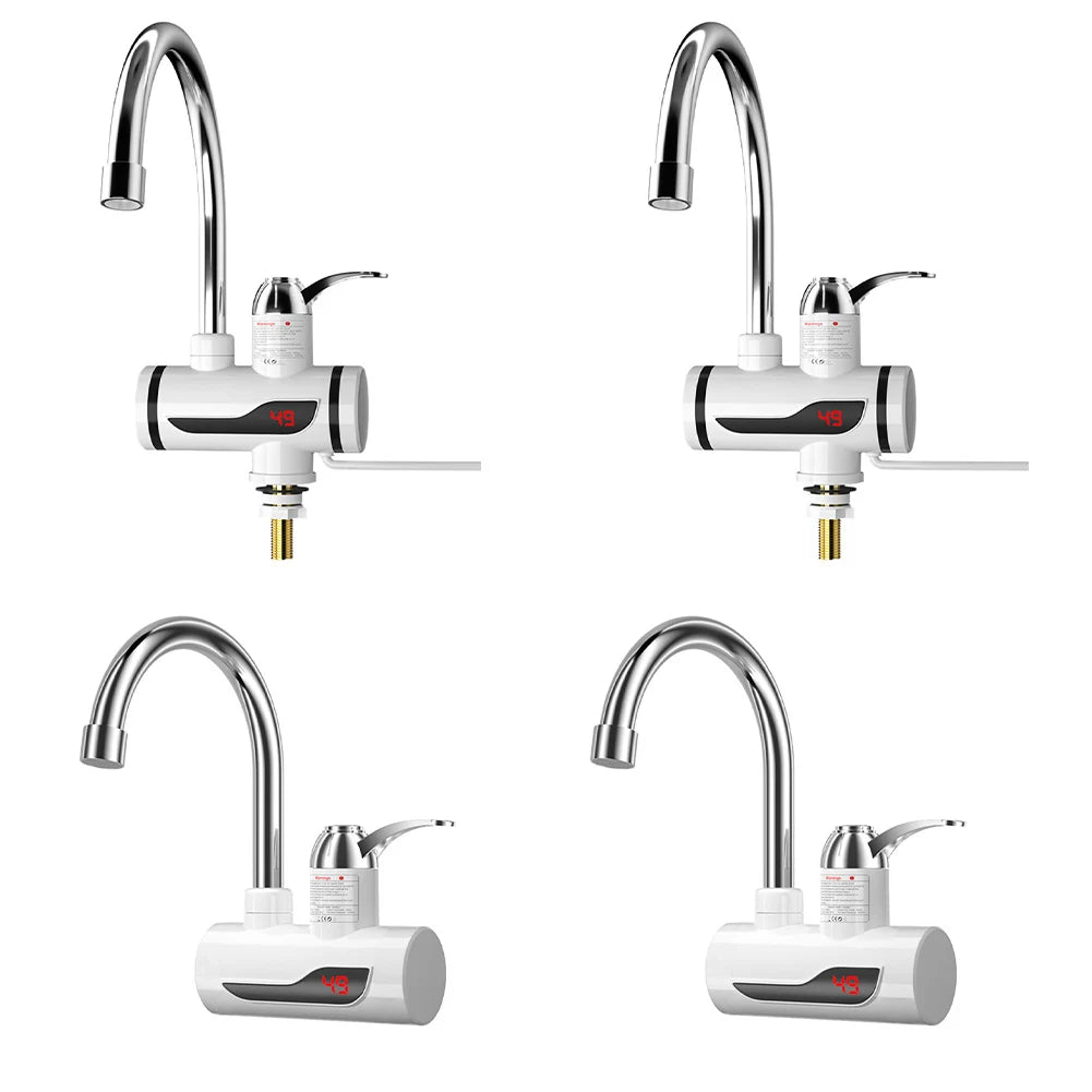 Electric Hot Water Heater Faucet 3000W Hot Cold Mixer Tap 360 Degree Rotation Tankless Water Heater Digital for Kitchen Bathroom
