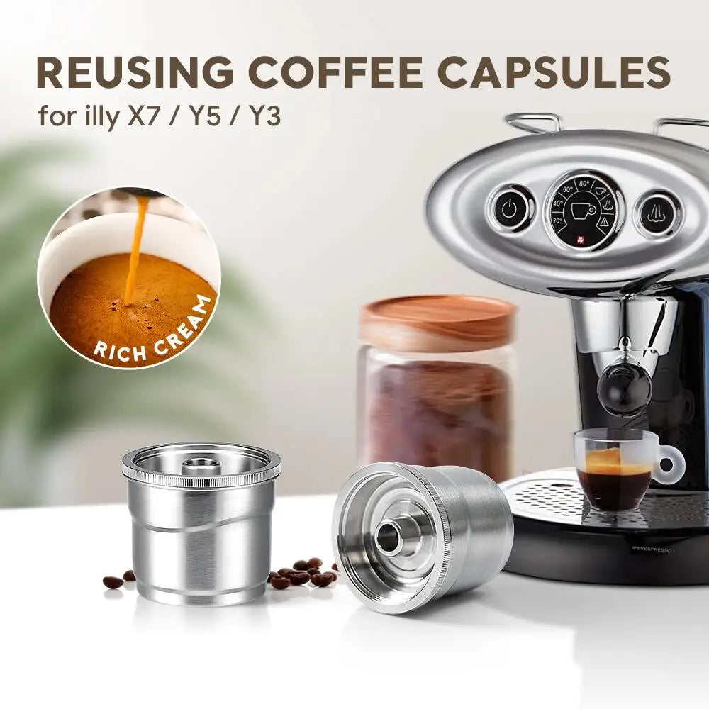 Reusable Coffee Filters for illy Stainless Capsule y3 Iperespresso Rich Crema Coffee Capsules Filter fit illy X7,illy Y3,illy Y5